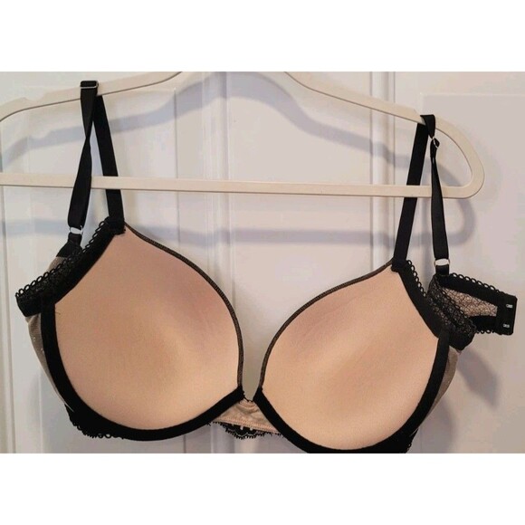 Victoria's Secret Dream Angels Push Up Black Lace Nude Bra 34DD Sexy Lingerie - Picture 3 of 12